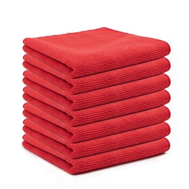 Pack of 10 Microfibre Cleaning Cloths 30 x 30 cm Red All-Purpose Cloths Soft Cleaning Cloth Microfibre Cloths Absorbent Kitchen Towels Tea Towels Lint-Free Washable Cleaning Cloths for Home Car