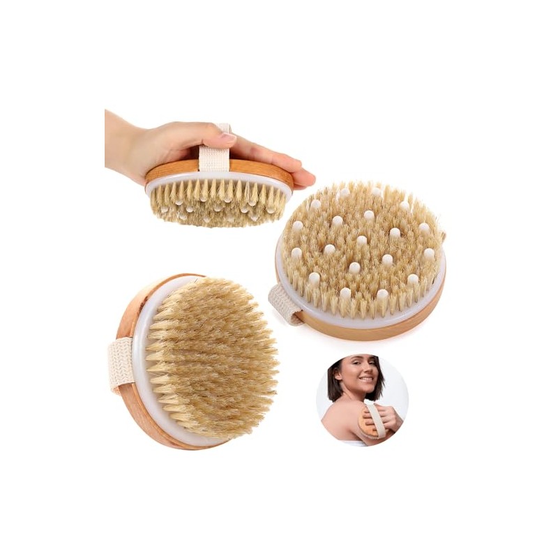 2pcs Cepillo Corporal para Masaje, Exfoliante de Baño de Cerdas,