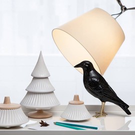 Laboratório d’Estórias Hand Painted Ceramic Home Decor Crow Black Raven Figurine Bird Made in Portugal, 7.5” X 3.5” X 8.5” inches, Z.LE.007.PC