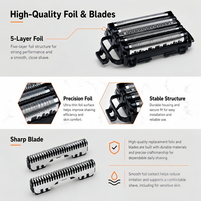 Shaver Replacement Foil，Compatible with Panasonic ARC5 5-Blade Shavers