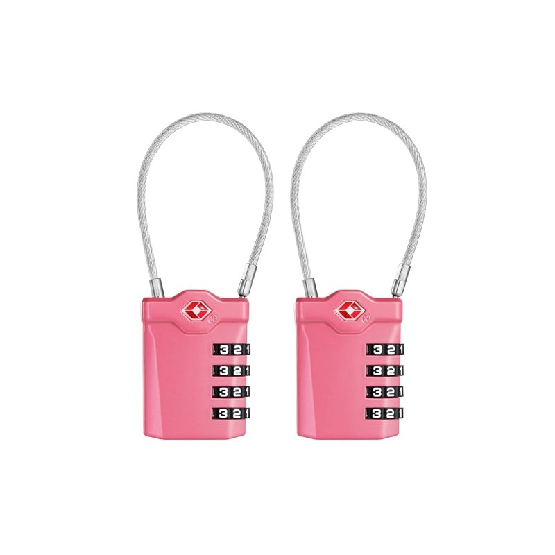 Travel Locks TSA Approved, 4 Digit Cable Luggage Locks with