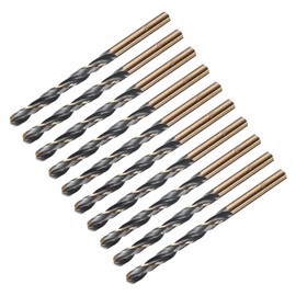 sourcing map 10pcs Straight Shank Twist Drill Bits 5.8mm Gold Titanium & Black Nitride Coated High Speed Steel (HSS) 4341 with 5.8mm Shank for Stainless Steel Alloy Metal Plastic Wood