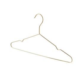 Harbour Housewares Metal Coat Hanger - Gold - 1x Wire Clothes Hangers with Round Trouser Bar and Non Slip Shoulder Notches for Jacket, Suit, Jumper, Dress Wardrobe Storage