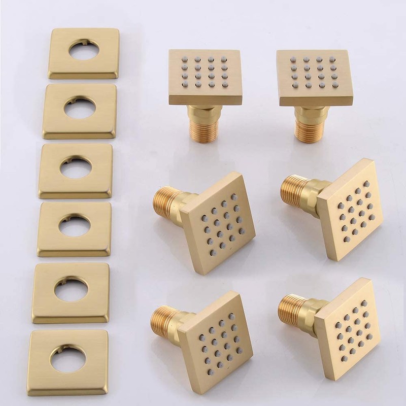 Brushed Gold 6 Pack HOMEDEC 2inch Round Brass Square Massage