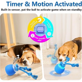 Interactive Dog Toys, Moving Dog Ball with Touch Activated, Squeaky Dog Toy, Active Rolling Ball for Puppy and Medium Dogs, Wicked Ball, USB Rechargeable LEPLE