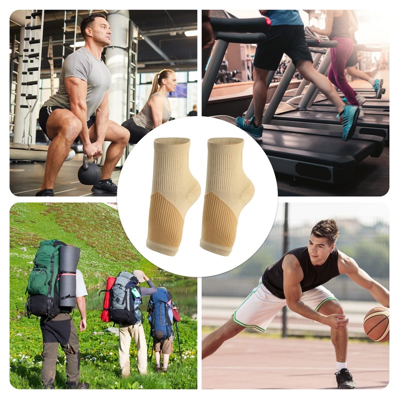 VOCOSTE 足首サポートブレース 調整可能 通気性 アンクルラップブレース スポーツ ランニング アキレス腱用 1ペア ベージュ