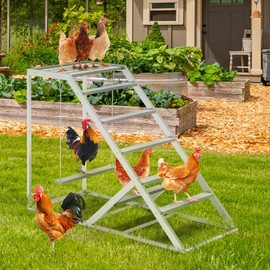 Chicken Coop, Chicken Perches with Swing, Chicken Roosting Bars, Chicken Activity Play Toys, Wooden Chicken Ladder for Pet's Healthy & Happy, Suitable for Backyard Farm
