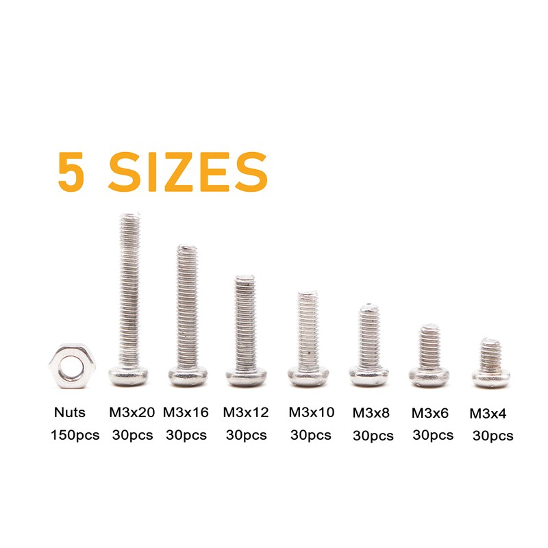 binifiMux 360pcs M3 x 4mm / 6mm / 8mm /