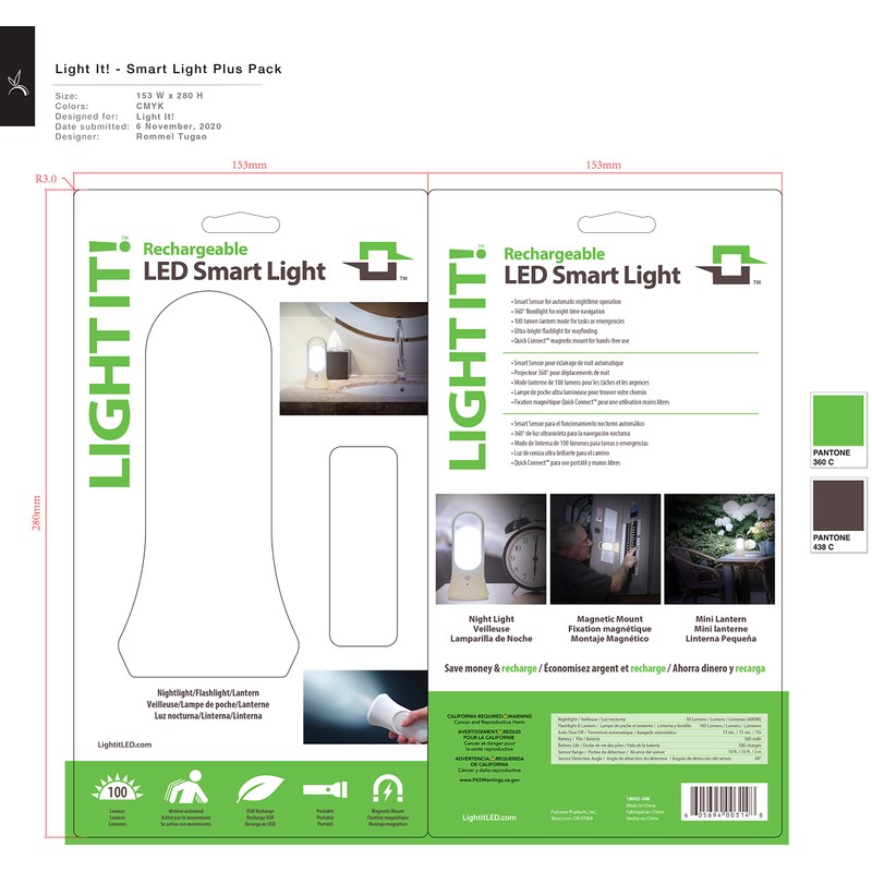 LIGHT IT! by Fulcrum, 18002-308 Rechargeable LED NightEye and Smart