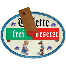 Kaltner Präsente Gift idea - wooden gift item decorative door sign in antique design decorative item toilet - free/occupied (18 x 13 cm)