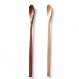 SITEDAN Muddler Spoon Muddler Wooden Dessert Spoon Ice Cream Spoon Small Coffee Spoon Lotus Spoon Cute Stylish Commercial Beverage Shop Home Use (F-2 Pieces)
