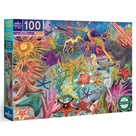 eeBoo: Seahorses, Sea Stars & Sea Slugs - 100 Piece Puzzle - 27 x 18 Ocean Creatures Jigsaw, Sturdy Pieces, Informational Poster, Kids Ages 5+