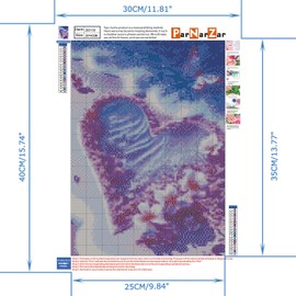 ParNarZar 5D Diamond Painting Pictures 30 x 40 cm Pink Beach Flower, Small Square Stones DIY Full Picture Set for Entrance Hall, Stairs, Kitchen, Dining Room, Living Room, Bedroom