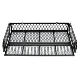 KUAFU Rear Cargo Basket Universal ATV UTV Black Steel Storage Rack Rear Goods Mesh Rack
