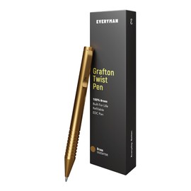 Everyman Brass Grafton Mini Twist EDC Pen with Refillable, Pocket-Size Metal Body, Luxury Mini EDC Ink Pen, Cartridge Compatible Design, Ideal Gift for Office, Business, Executive
