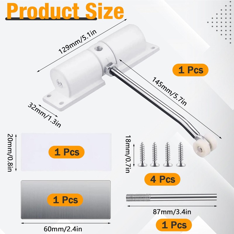 Forhandy Automatic Door Closer Interior Door Adjustable Spring Loaded Door