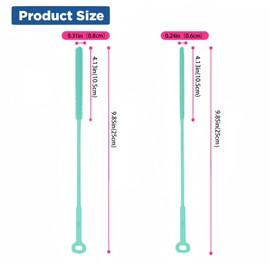 UmeHome Extra Long Straw Cleaning Brush Set, Silicone Bottle & Reusable Straw Cleaner (0.35"/0.24" Diameter, Mint Green, 2-Pack)