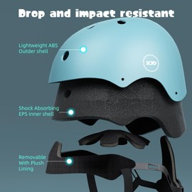 XJD Kids Helmet Toddlers Bike Helmet Age 3-13 Years Adjustable Skateboard Helmet for Cycle BMX Scooter Roller Skating for Children Boys/Girls (Dusty Blue, Medium)