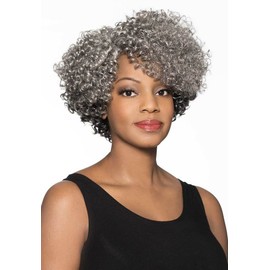 Marjorie Wig Color 2 - Foxy Silver Wigs Short Tight Curls Lace Front Synthetic Side Part African American Average Cap Bundle MaxWigs Hairloss Booklet