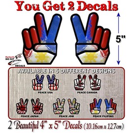 2 Peace Filipino 5" Vinyl Decals Peace Sign American Stickers for MacBook Symbol Hippie Car 4x4 Offroad Truck (Peace Filipino)