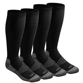 Dickies Men's Light Comfort Compression Over-The-Calf Socks, Black (4 Pairs), Large