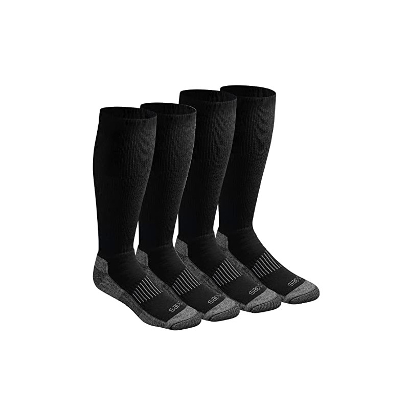 Dickies Men's Light Comfort Compression Over-The-Calf Socks, Black (4 Pairs),