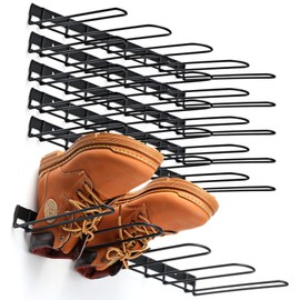 Chunful 6 Pack Wall Mounted Boots Rack Metal Wader Hanger Heavy Duty Shoes Storage Hanging Organizer Holder for Cowboy Boots Shoes Waders Space Saving Entryway Closet Garage Organizer