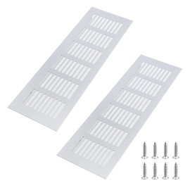 Geesatis 2 Pcs Aluminum Alloy Door Air Vent Grille for Cabinet Shoe Cabinet Hardware Accessories Ventilation Cover, with Mounting Screws, Silver, 9.8 x 3.1 inch / 250 x 80 mm