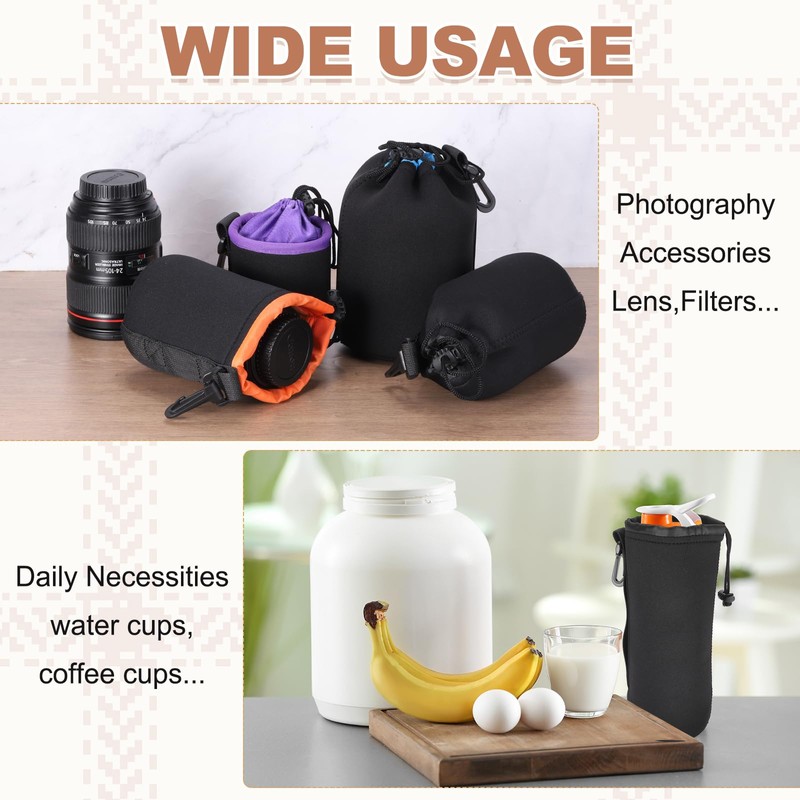 PATIKIL Pack Camera Lens Pouch Diameter x Height Drawstring Bag