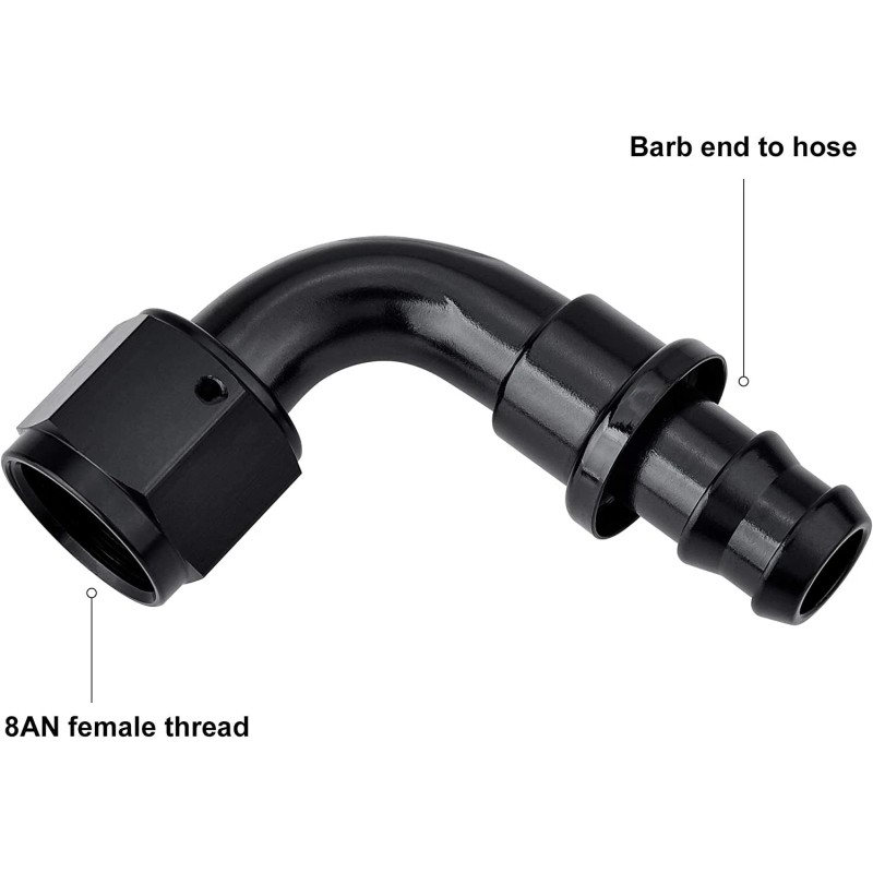 Lencool Racing 8AN Push Lock Fitting AN8 90 Degree End