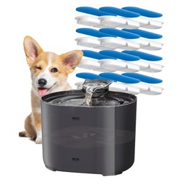 Meill Cat Water Fountain, 75Oz/2.2L Dog Water Bowl Dispenser with Filter Indoor for Small Pets, Automatic Shut-Off for Low Water Level, Water Level Visible, Ultra-Silent, 12 Filters, Black