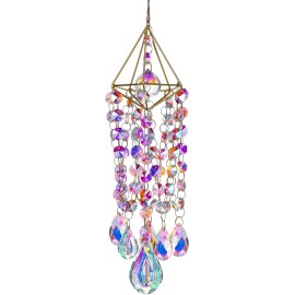 HDCRYSTALGIFTS Crystal Suncatchers for Window Hanging Wind Chime Style Garden Sun Catchers wit