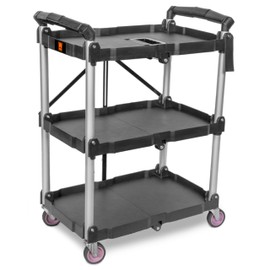 WEN Compact Foldable Service Utility Cart, Three Tier with 165-Pound Capacity (73065)