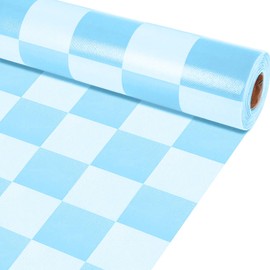 Blue Checked Bulletin Board Roll Pastel Blue Reusable Waterproof Erasable Bulletin Poster Non-Woven Fabric Bulletin Board for Mother's Day Easter Classroom Decor Wrapping Paper Crafts 15.55in x40ft