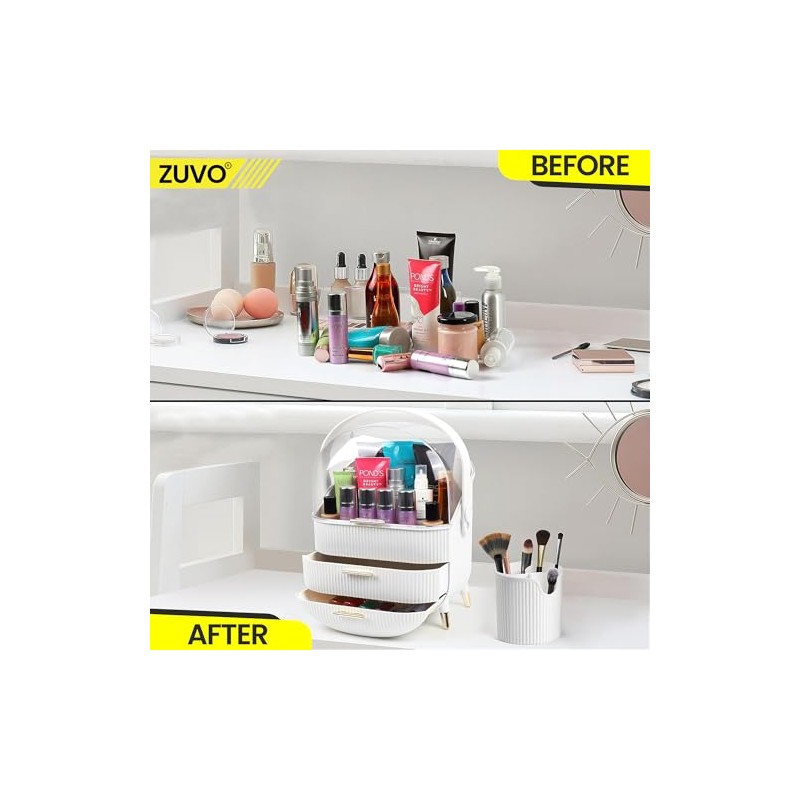 Zuvo Makeup Organiser with 2 Large Drawers, Skincare and Cosmetic