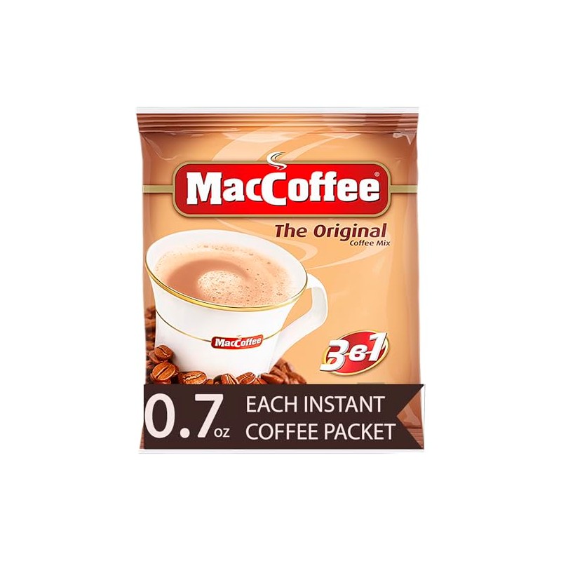 Maccoffee 3 in 1 Original 100 Pack Instant Coffee Packets