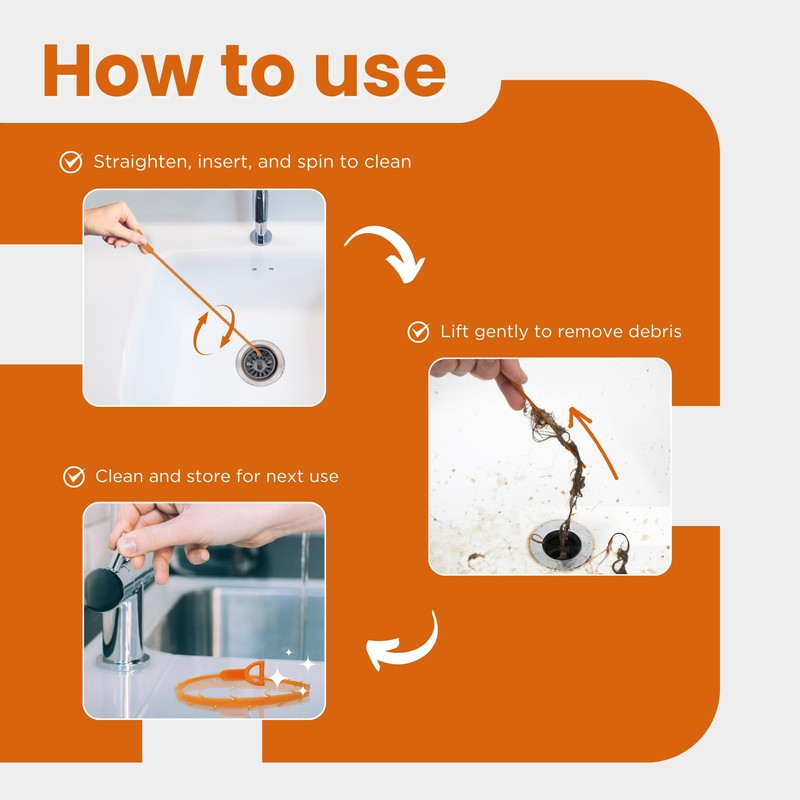 Gadgetime USA Drain Snake - Multi-Tooth Drain Clog Remover for