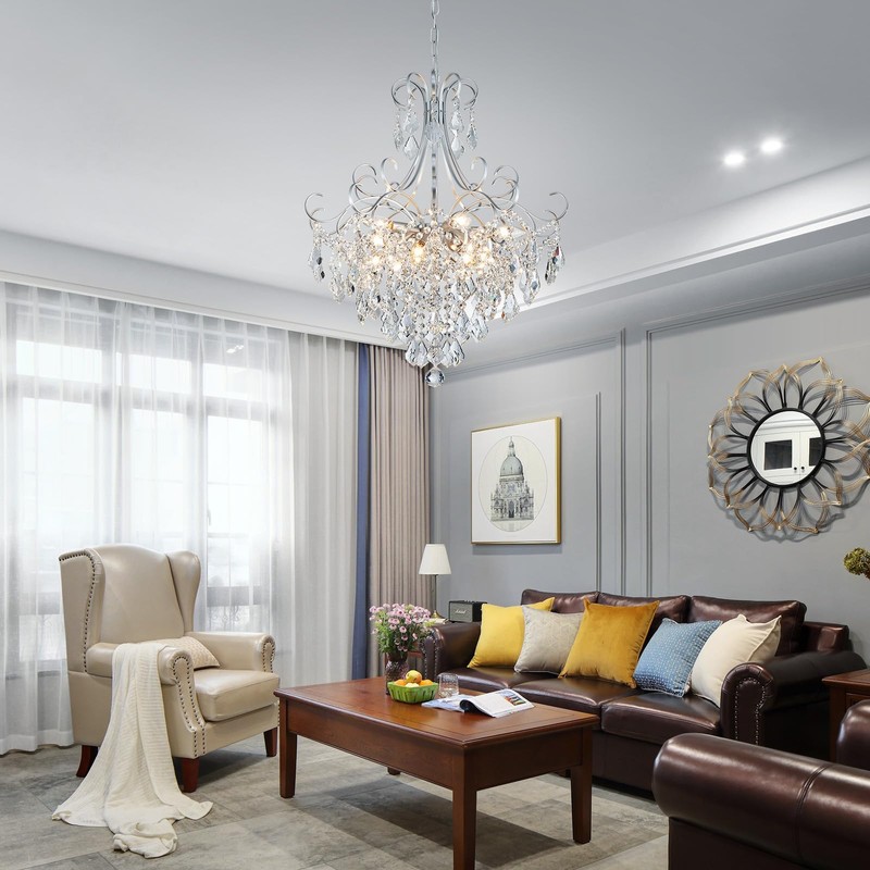 WUZUPS Crystal Chandelier 10-Light Pendant Ceiling Light Modern Lighting Fixture