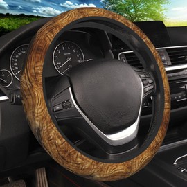 Wood Grain Print Steering Wheel Cover, Non-Slip Breathable Neoprene Steering Wheel Covers, Car Accessories Universal 15 Inch Fit Auto, Suvs, Truck