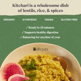 Divya's Balanced Kitchari One Pot Ayurvedic Meal with Organic Basmati Rice, Yellow Mung Dal, Red Lentils & Indian Spices - Vegan, Gluten-Free, Non-GMO Kitchari Spice Mix Organic Single Serving 3 Pack