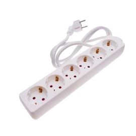 German white 6-way power strip without switch with 1.5 m cable and 3G 1.5 mm² ensures safe and efficient connections, perfect for the household.