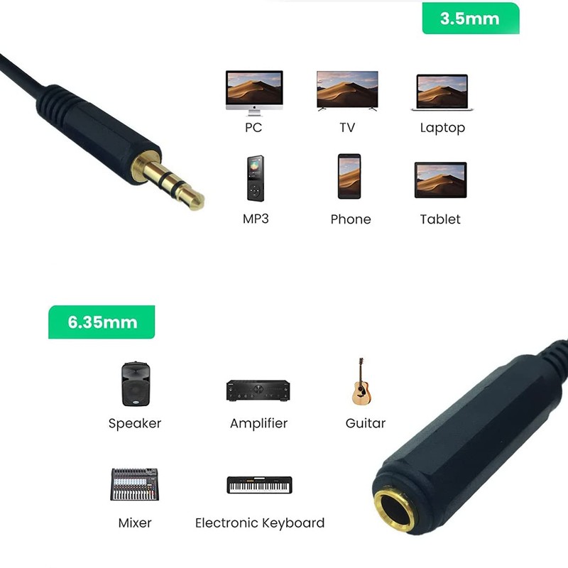 AKNPMHT Audio Converter Cable 6.35MM Mono Standard Plug Female to