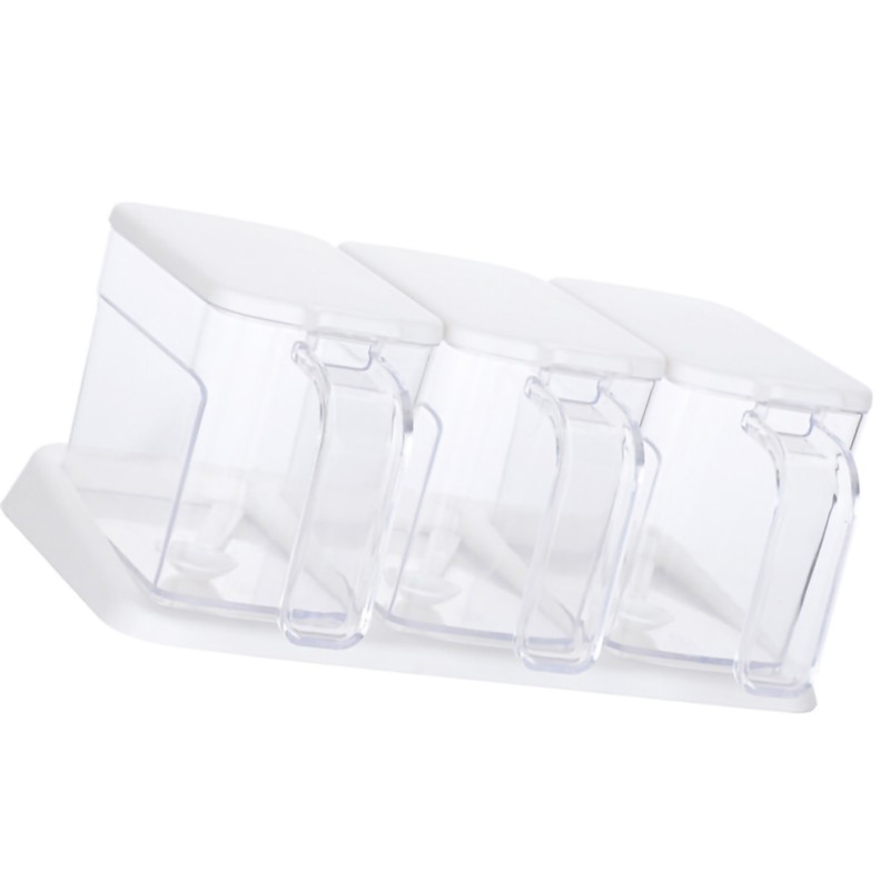 Seasoning Box Set Plastic Clear 3 Grids Large Capacity Condiment