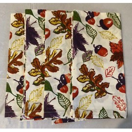 Pier 1 Imports Fall Thanksgiving 20” Napkins Leaves Acorn Set of 4 NEW