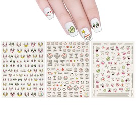 ALLYDREW 3 Sheets Facial Expressions Nail Art Emotion Emoji Nail Stickers