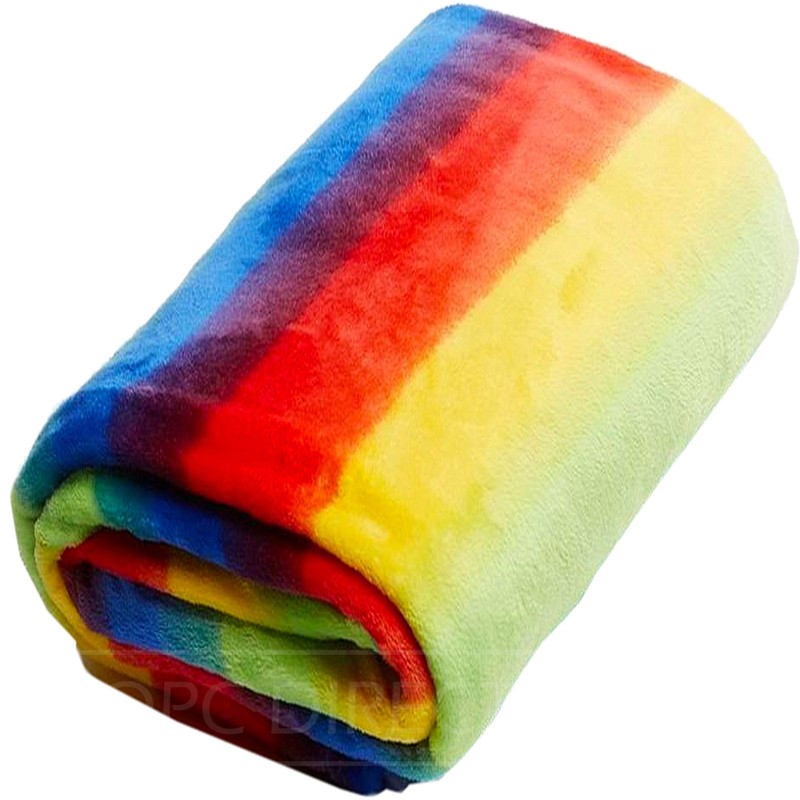 QPC Direct Rainbow Stripe Mircofibre Super Soft Plush Fleece Blanket