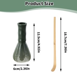Matcha Whisk, 100 Teeth Matcha Stirrer Made of Resin, Matcha Tea Set, Matcha Accessories with 2 Pieces Chashaku Made of Bamboo, for Japanese Tea Ceremony, Green Tea and Powder Drinks (Green)