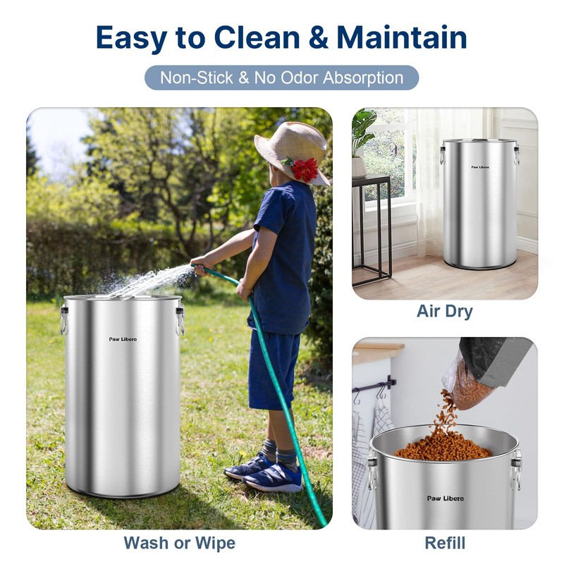 Paw Libero 35 Lbs Stainless Steel Dog Food Storage Container