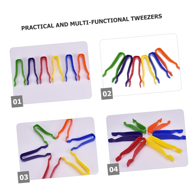 KOMBIUDA Safe Plastic Tweezers 6pcs Bead Tweezers for DIY Craft