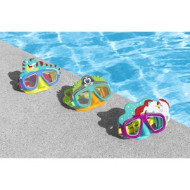 Bestway Swimming Goggles | Swim Goggles for Kids 3+, No Leaking UV Protection and Adjustable Strap, Aqua Pals, 3 Assorted Colours